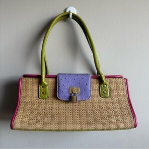 Vintage Raffia Shoulder Bag – Colorful Statement Piece